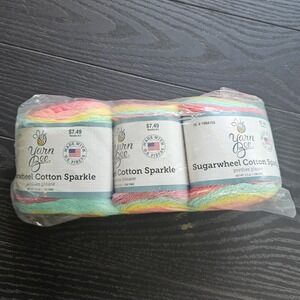 Yarn Bee Sugarwheel Cotton Sparkle Pretties Please 3 Pack 888 Yards Total DK 3